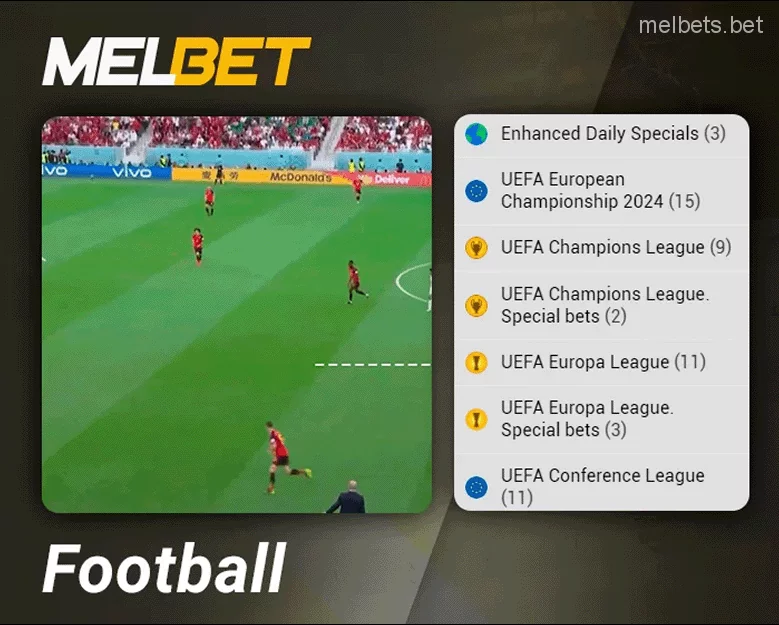 Soccer matches at Melbet bookmaker
